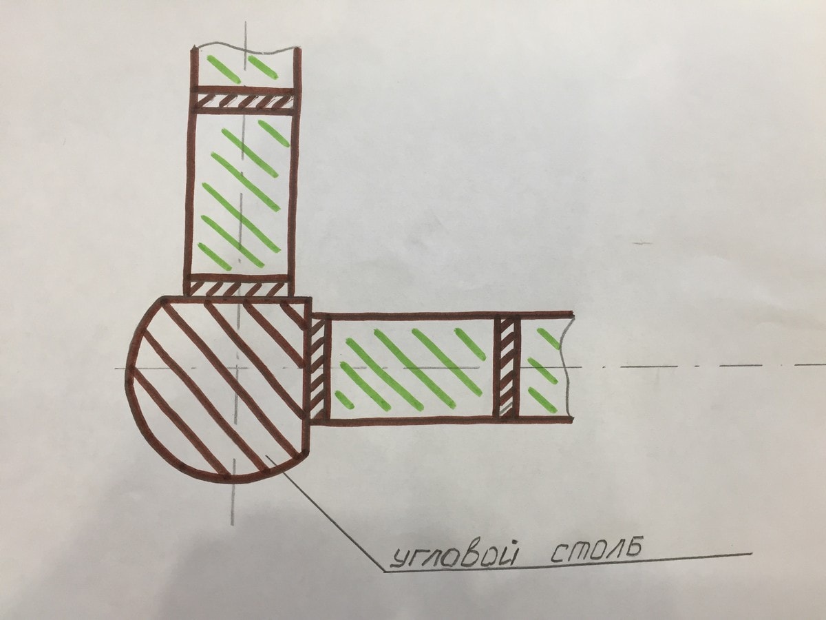 Чертеж углового столба